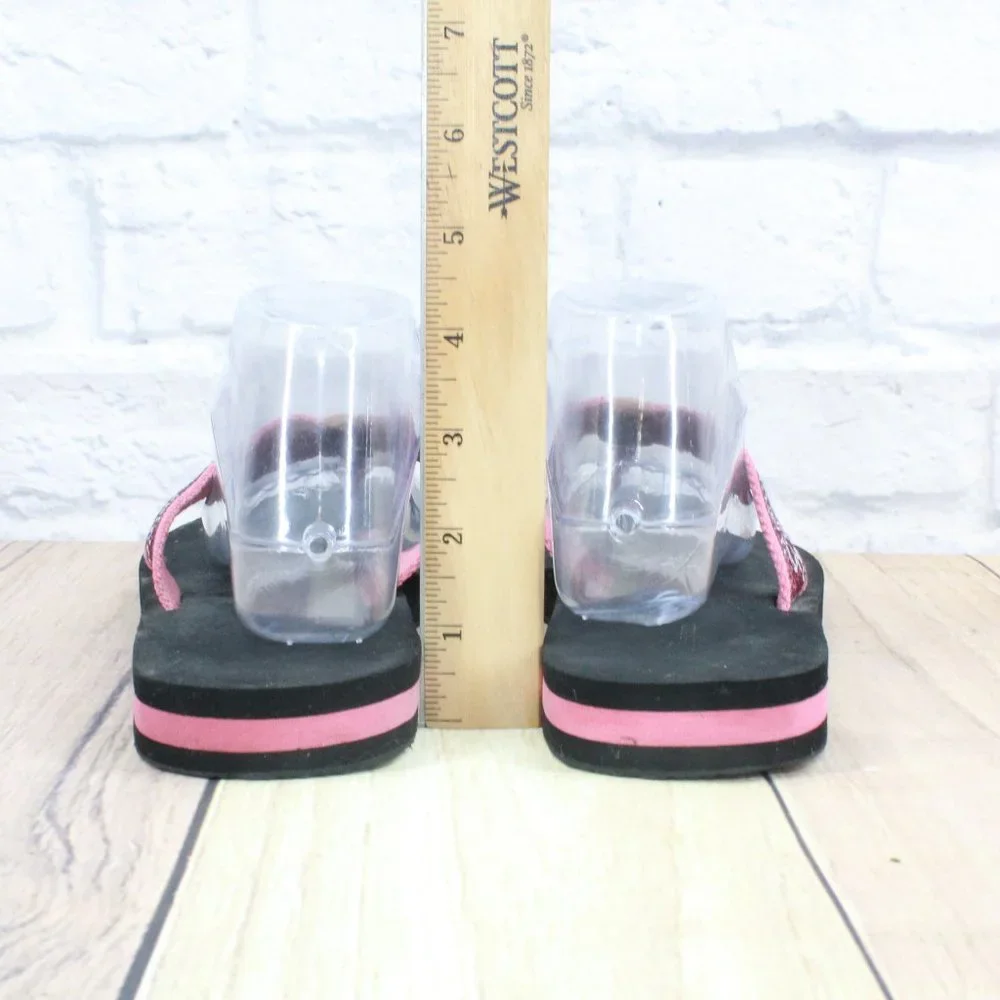 LL Bean Women's Pink Printed Nylon Flip Flops Summer Flat Sandals Size 9 M - Picture 8 of 9